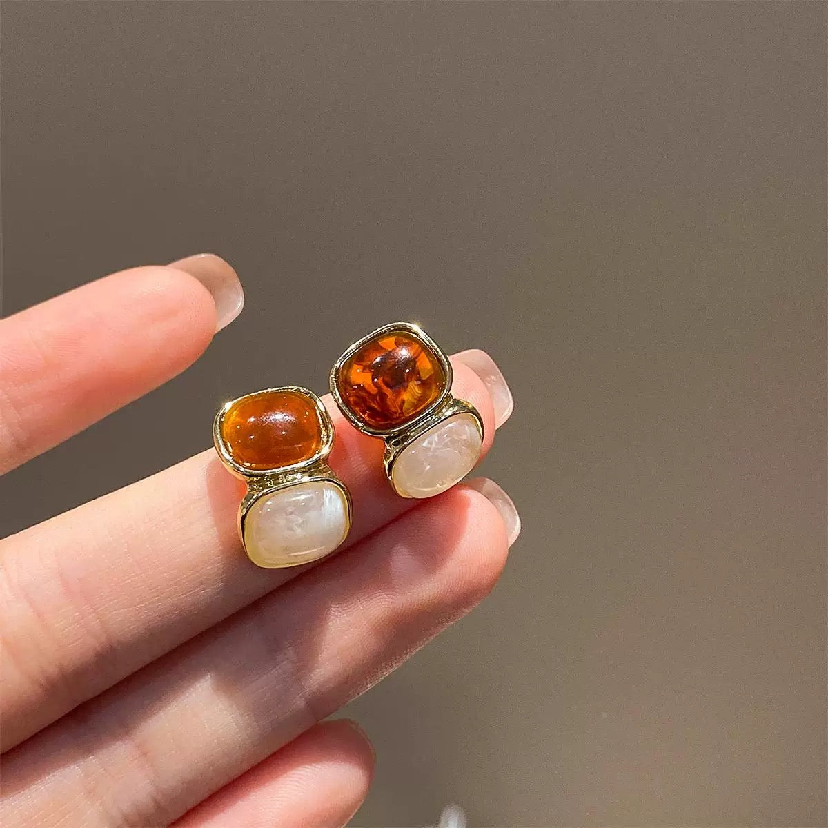 Luxury Geometric Cube Crystal Stud Earrings