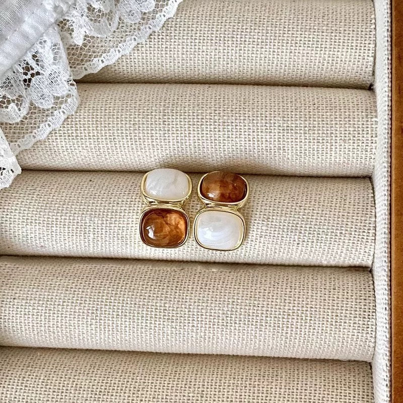 Luxury Geometric Cube Crystal Stud Earrings