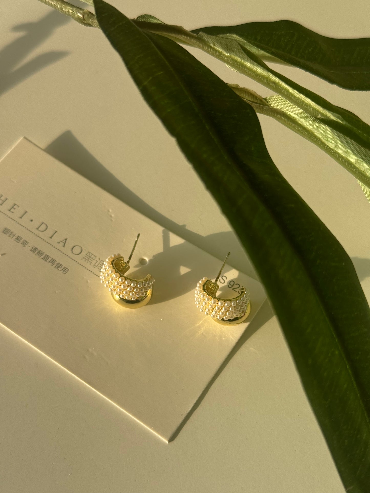 Golden Glow – Pearl Accent Hoop Earrings