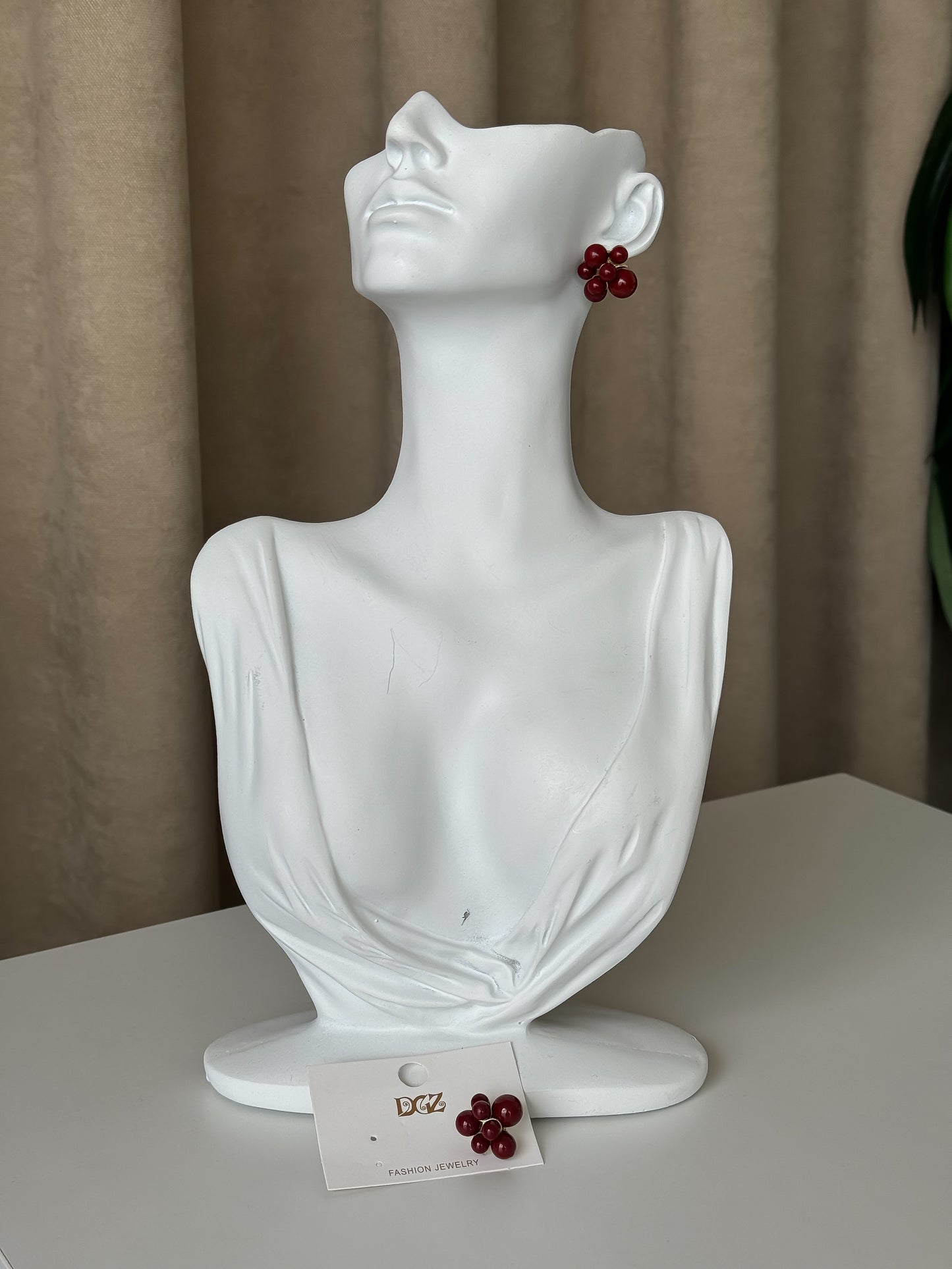 Bold Red Floral Studs