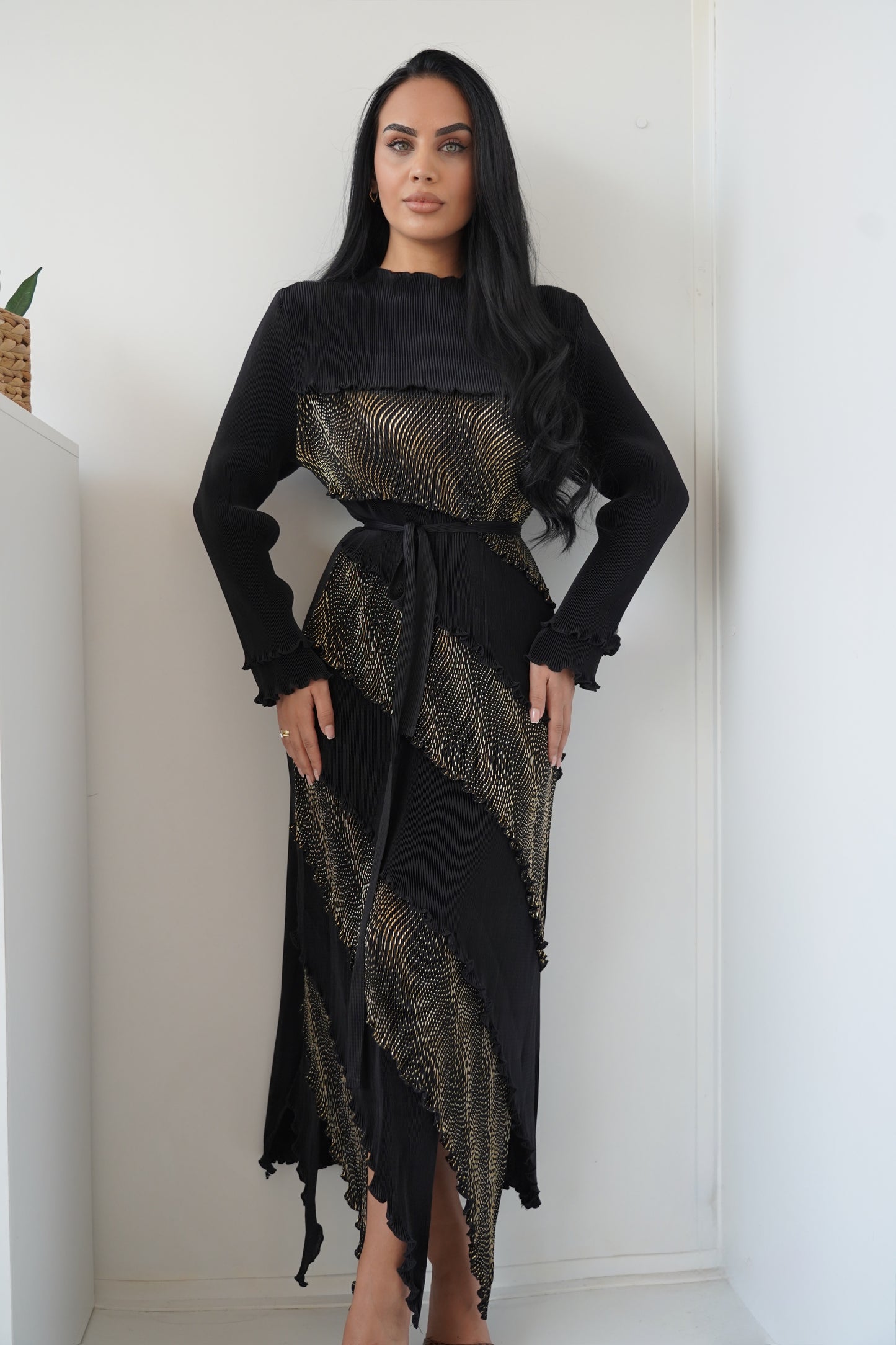 Black & Brown $ Green Maxi Dress