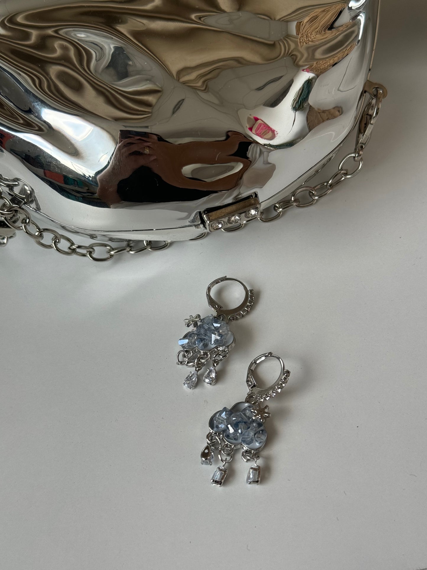 Elegant Earrings Silver - Blue Crystal