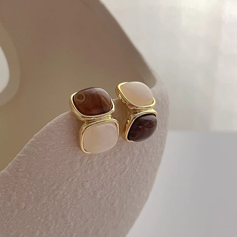Luxury Geometric Cube Crystal Stud Earrings