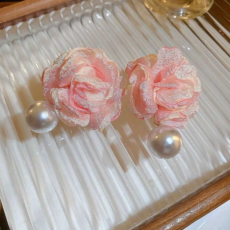 Romantic Floral & Pearl Drop Earrings