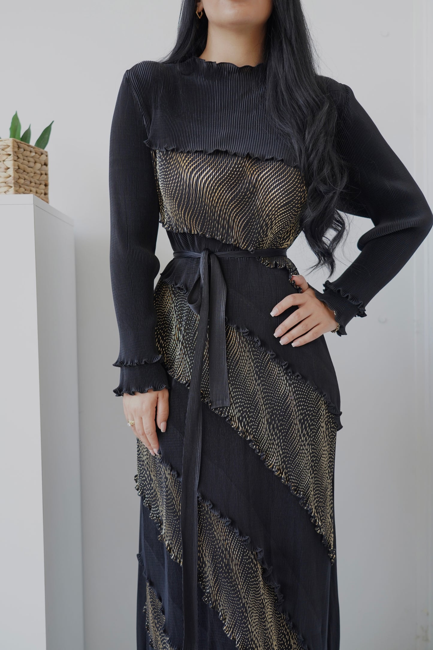 Black & Brown $ Green Maxi Dress
