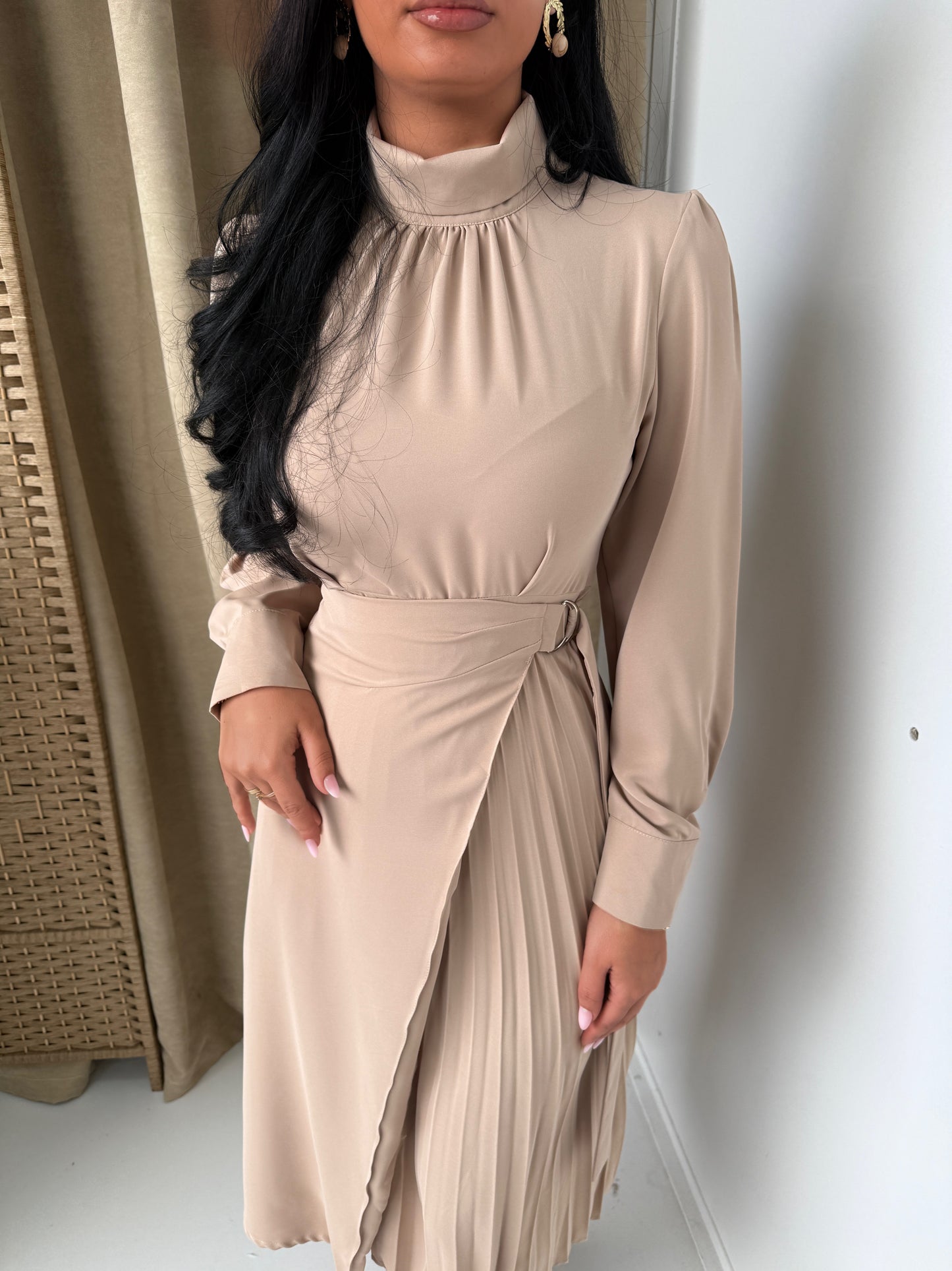 Elegant Pleated Wrap Dress