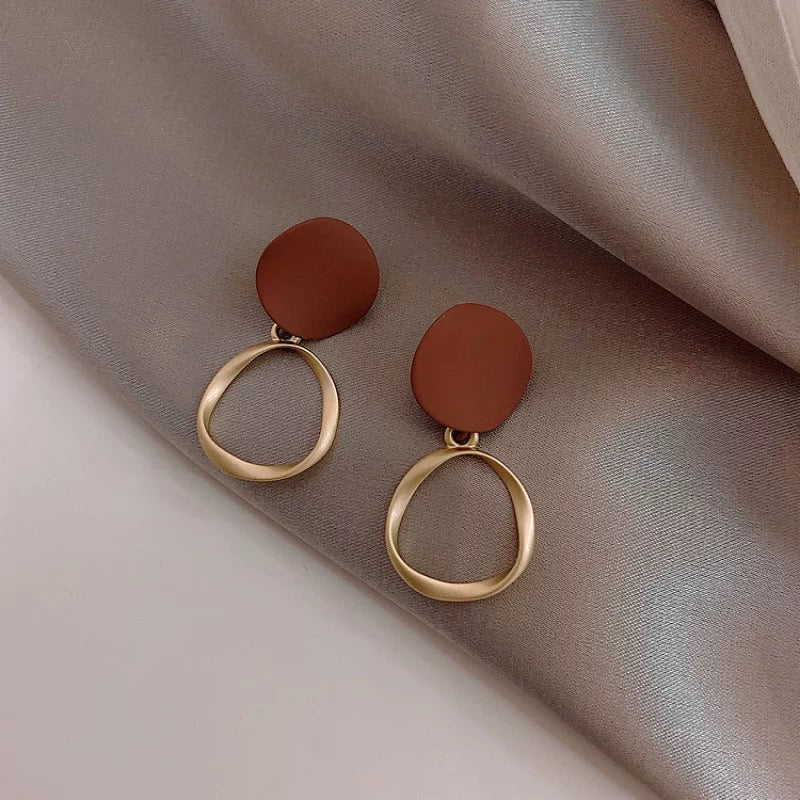 Drop Hoop Stud Earrings