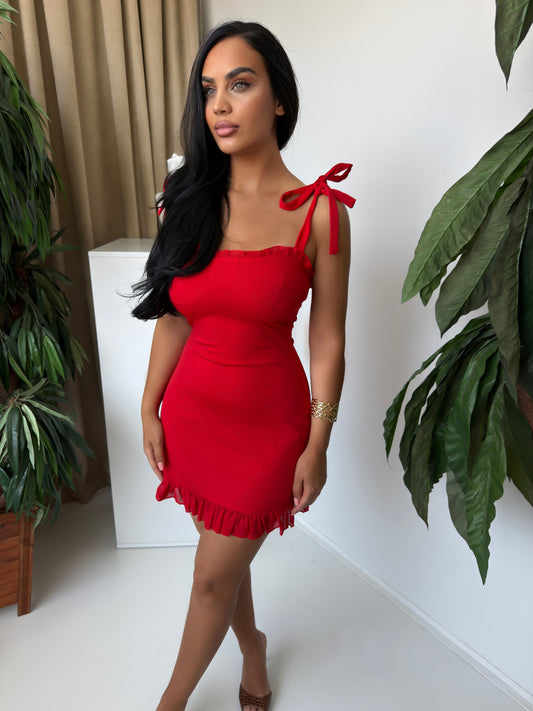 Scarlet Charm” Mini Dress – Sweet, Bold, and Unforgettable