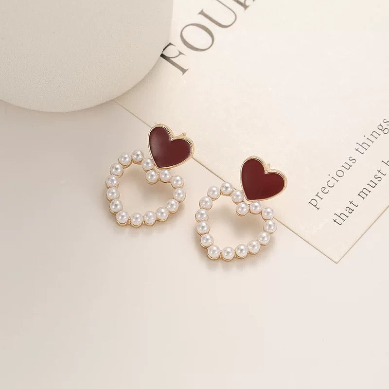 Double Hearts Drop Earrings