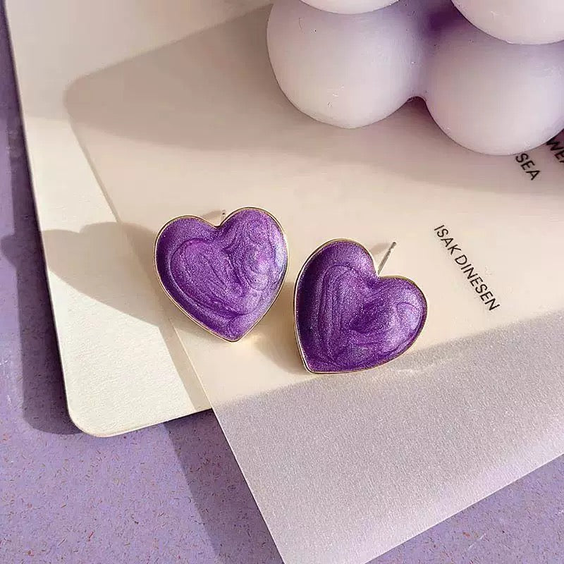 Heart Raw Purple Earrings