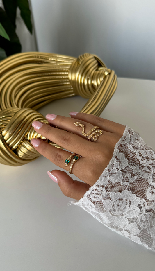 Olivia Green Rings Snake Style Two Pcs