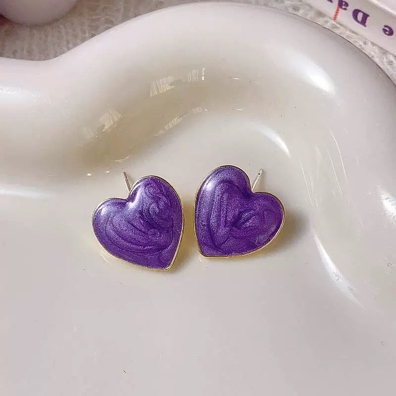 Heart Raw Purple Earrings