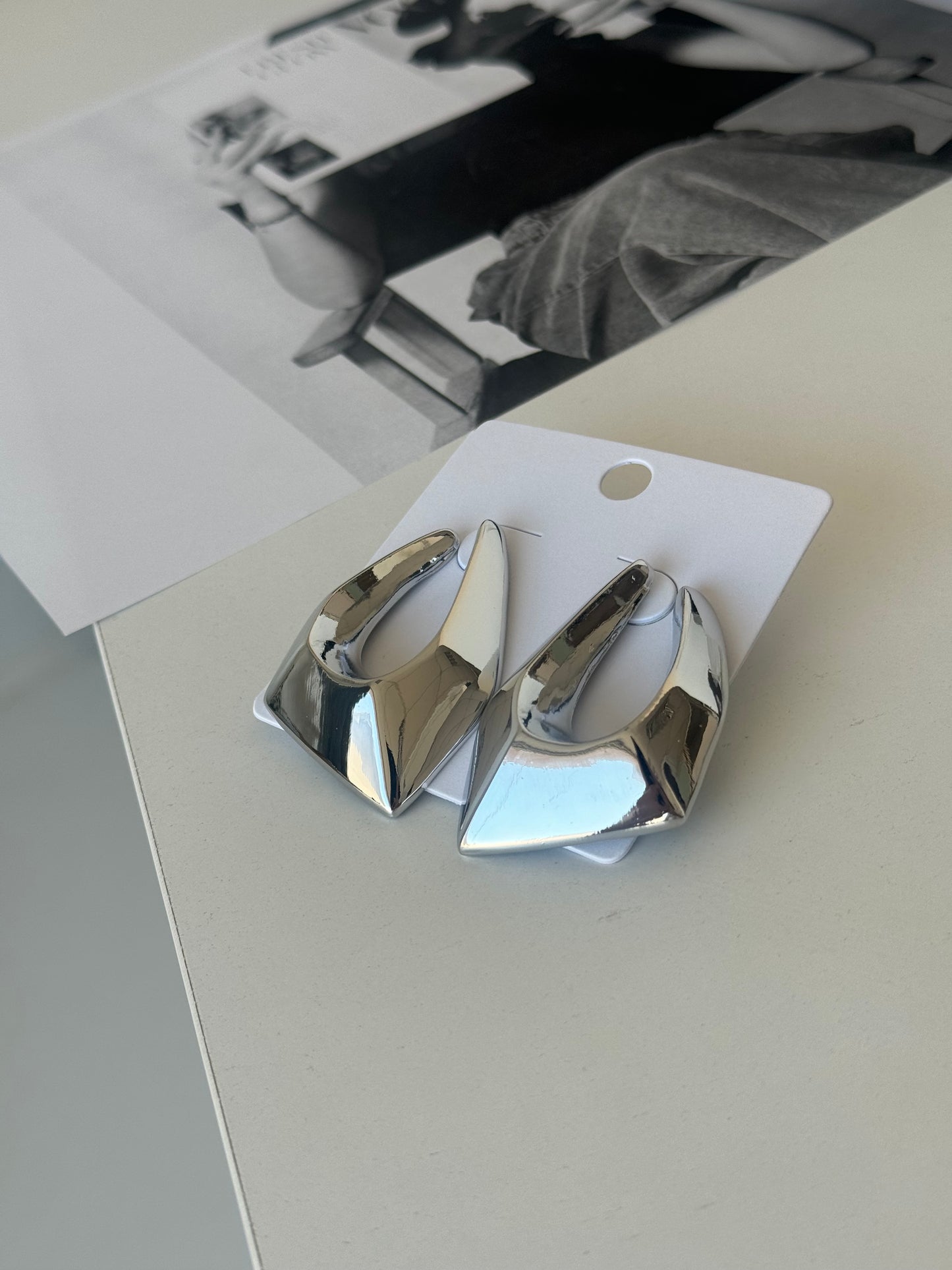 Bold Geometric Silver Hoop Earrings
