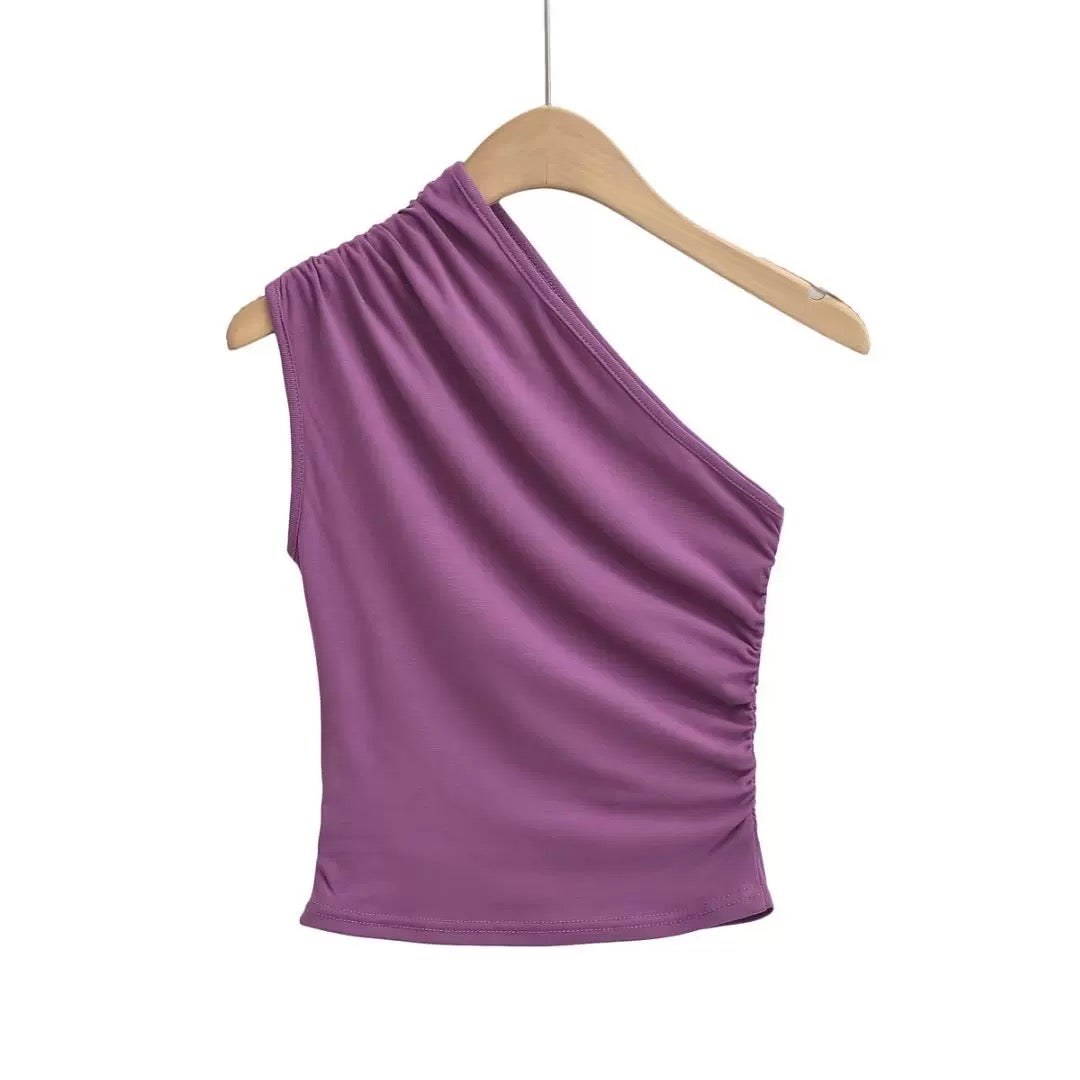 Chic One-Shoulder Top 4-Color