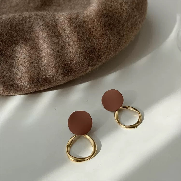 Drop Hoop Stud Earrings