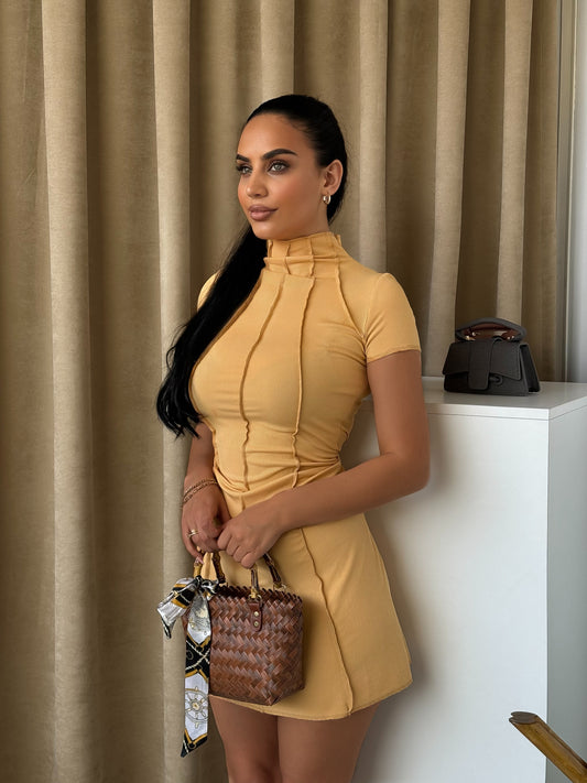 fitted yellow dress