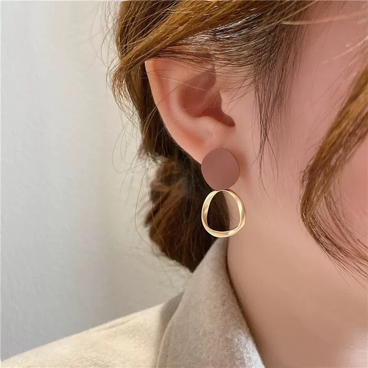 Drop Hoop Stud Earrings