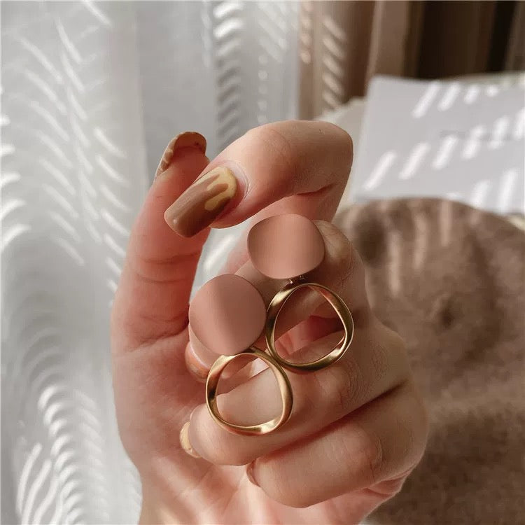 Drop Hoop Stud Earrings